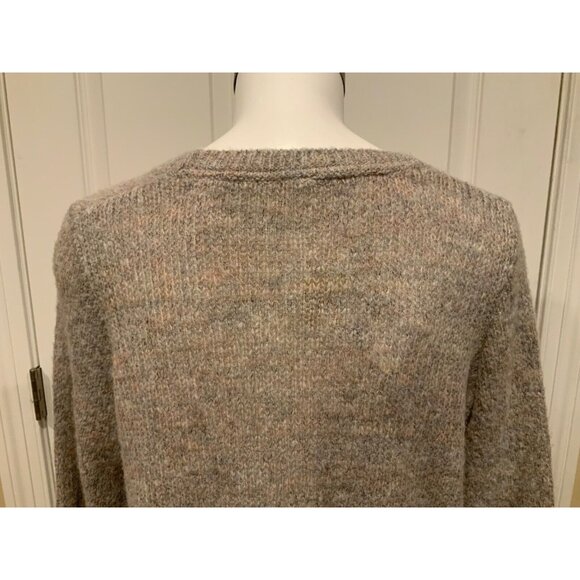 Free People Gray Multicolor W/Deep V-Neck Knit Sweater, Size XS - Picture 7 of 8